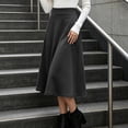 thumbnail image 4 of Lmueinov Plus Size Skirts for Women Casual Elastic High Waist Midi Skirt with Pockets Solid Color Flowy Work Office Fall Winter Skirts S-3XL, 4 of 7