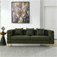 thumbnail image 3 of JERFIT 81" Modern Plush Teddy Fabric Sectional Sofa Couch, 3 Seater with Lumbar Pillows for Living Room, Deep Seat Comfort, Green, 3 of 10
