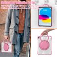 thumbnail image 6 of ELEHOLD Rotating Shockproof Case For Apple iPad 11th 10th Gen Full Body Protection Clear Rugged Cover, 360° Rotating Ring Hand Grip Stand, Nylon Shoulder Strap,Rose, 6 of 10