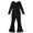 Black, variant on Xijirk Girls' Ribbed Knit Jumpsuit Square Neck Long Sleeve Flare Leg Casual Outfit,5-6 Years