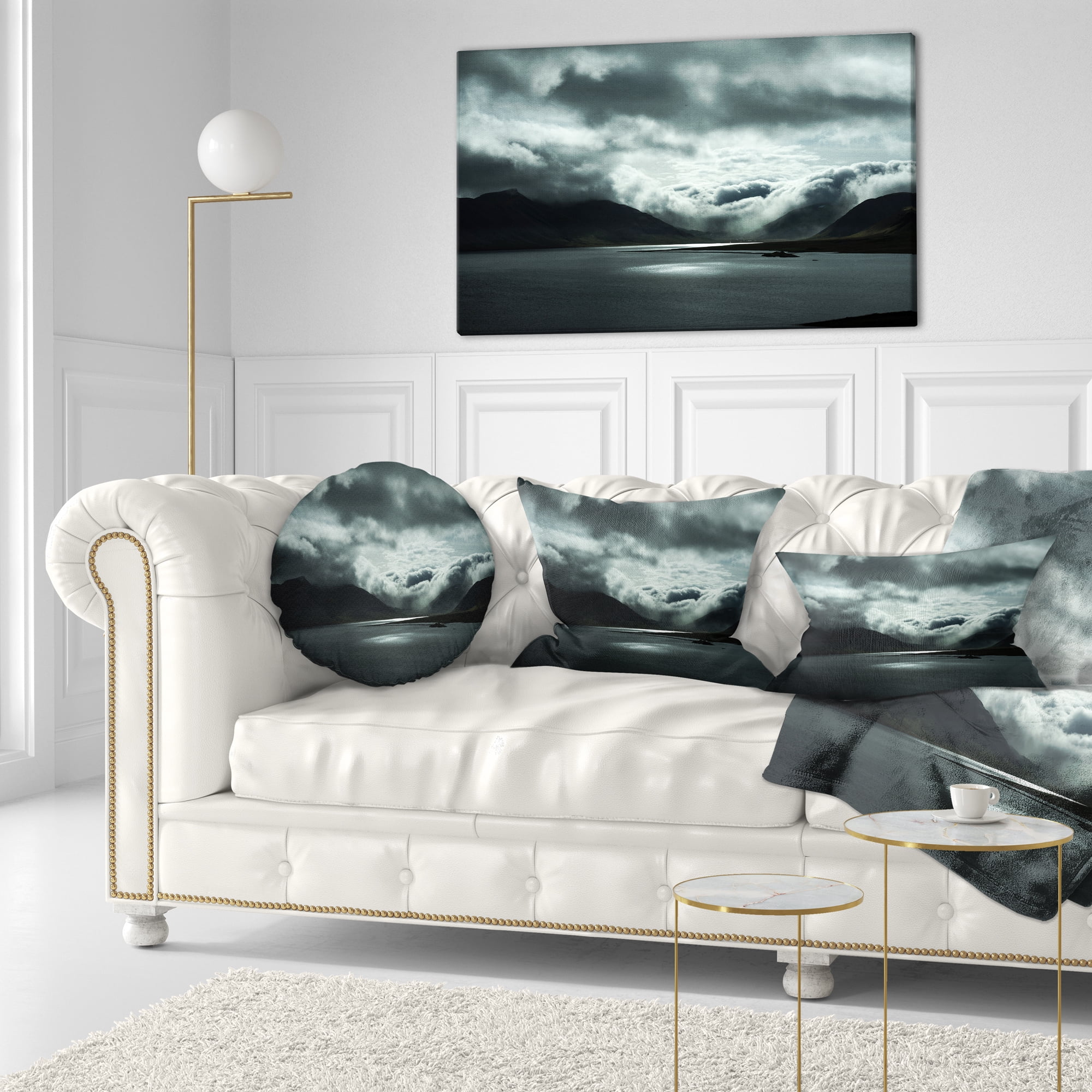 Designart Stormy Iceland in the Summer - Seashore Throw Pillow - 12x20