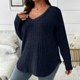 thumbnail image 3 of GigrtiJin Women Long Sleeve Sweater Casual V-Neck Lightweight Tunic Tops Solid Cable Knit Loose Plus Size Blouse, 3 of 8