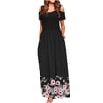 thumbnail image 1 of QIPOPIQ Robe Maxi Élégante pour Femme à Manches Courtes, Robes Décontractées Tendance, Robe d'Été Ample, Robes Maxi Élégantes, Robe à Imprimé Épaules Dénudées, Robe à Col Rond, Offres 2023, 1 of 5