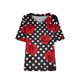 thumbnail image 1 of Camiseta de manga corta plisada elástica con cuello en V y estampado floral de talla grande para mujer OAVQHLG3B Store lin121212, 1 of 4