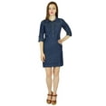 thumbnail image 3 of Bimba Women Short Blue Thin Soft Denim Mini Dress Classic Chic 3/4 Sleeve, 3 of 7