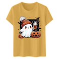 thumbnail image 5 of T-shirt Graphique d'Halloween pour Femme, Manches Courtes, Décontracté, Confortable, Mélangé, Tenue Quotidienne, Haut Stylé, 5 of 5