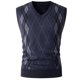 thumbnail image 1 of Camiseta sin mangas con cuello en V para hombre, de color liso, de punto, con cuello redondo, elástica, de poliéster, 1 of 6