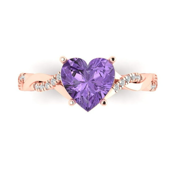 Clara Pucci 14K Rose Gold 2.1ct Alexandrite Solitaire with Accents Ring