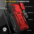 thumbnail image 3 of ShellTech for Samsung Galaxy A14 5G Case with Slide Camera Cover Protection,Shockproof Armor Rugged Hybrid Ring Kickstand Magnetic Heavy Duty Phone Cover Case, Red, 3 of 7