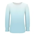 thumbnail image 4 of Htigea Women's Crew Neck T Shirts Casual Long Sleeve with Smocked Cuffs Gradient Color Pullover Tunic Tops Light Blue L, 4 of 6