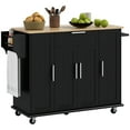 thumbnail image 1 of HOMCOM Kitchen Island on Wheels, Kitchen Cart with Solid Wood Top, Black, 1 of 10