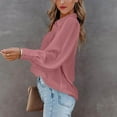 thumbnail image 5 of Dyfzdhu Blouses For Women Button Down Lantern Sleeve Pleated Solid Color Loose Fit Shirt Lapel Long Sleeve Tops Plus Size, 5 of 8