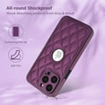 thumbnail image 3 of Logo View Design Compatible with iPhone 15 Pro Max Phone Case Luxury Diamond Plaid PU Leather Vintage Slim Non-Slip Soft Grip Shockproof Anti-fall Heavy Duty Protective Case Cover,Deeppurple, 3 of 7