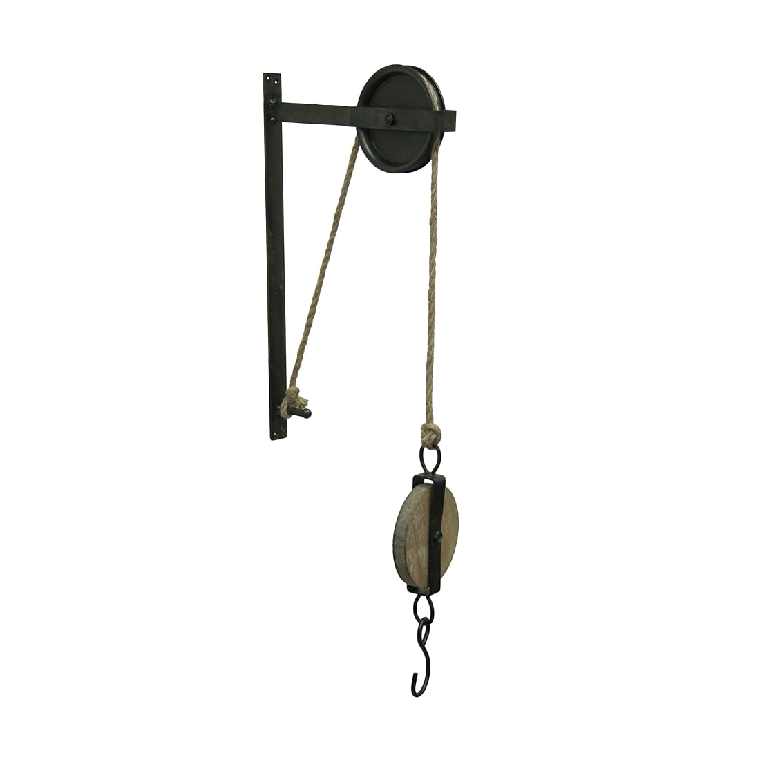 Wood /& Metal Pulley Hooks Country Farmhouse Industrial Vintage Rustic Wall Decor