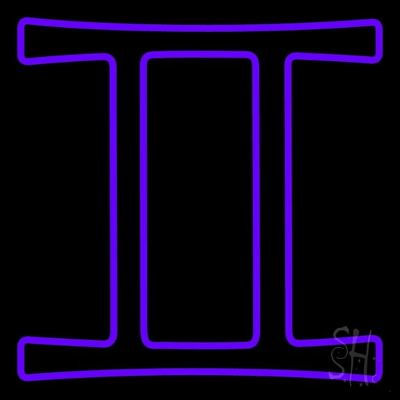 Purple Gemini LED Neon Sign 16" Tall x 16" Wide - inches Black Square Cut Acrylic Backing, with Dimmer - Bright and Premium built indoor LED Neon Sign for Storefront.