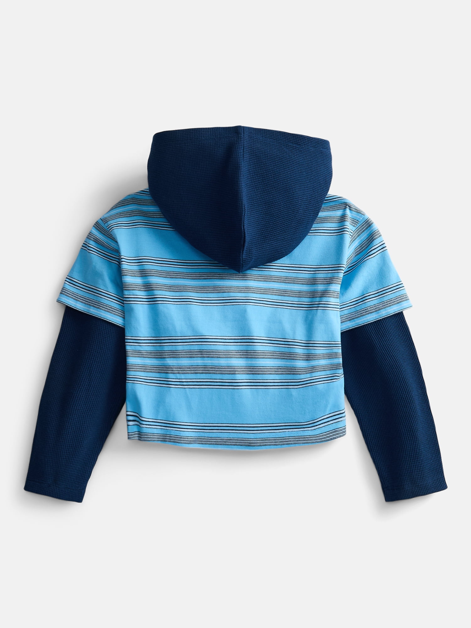 Wonder Nation Boys' Layered Look Hoodie Tee with Long Sleeves, Sizes 4-18