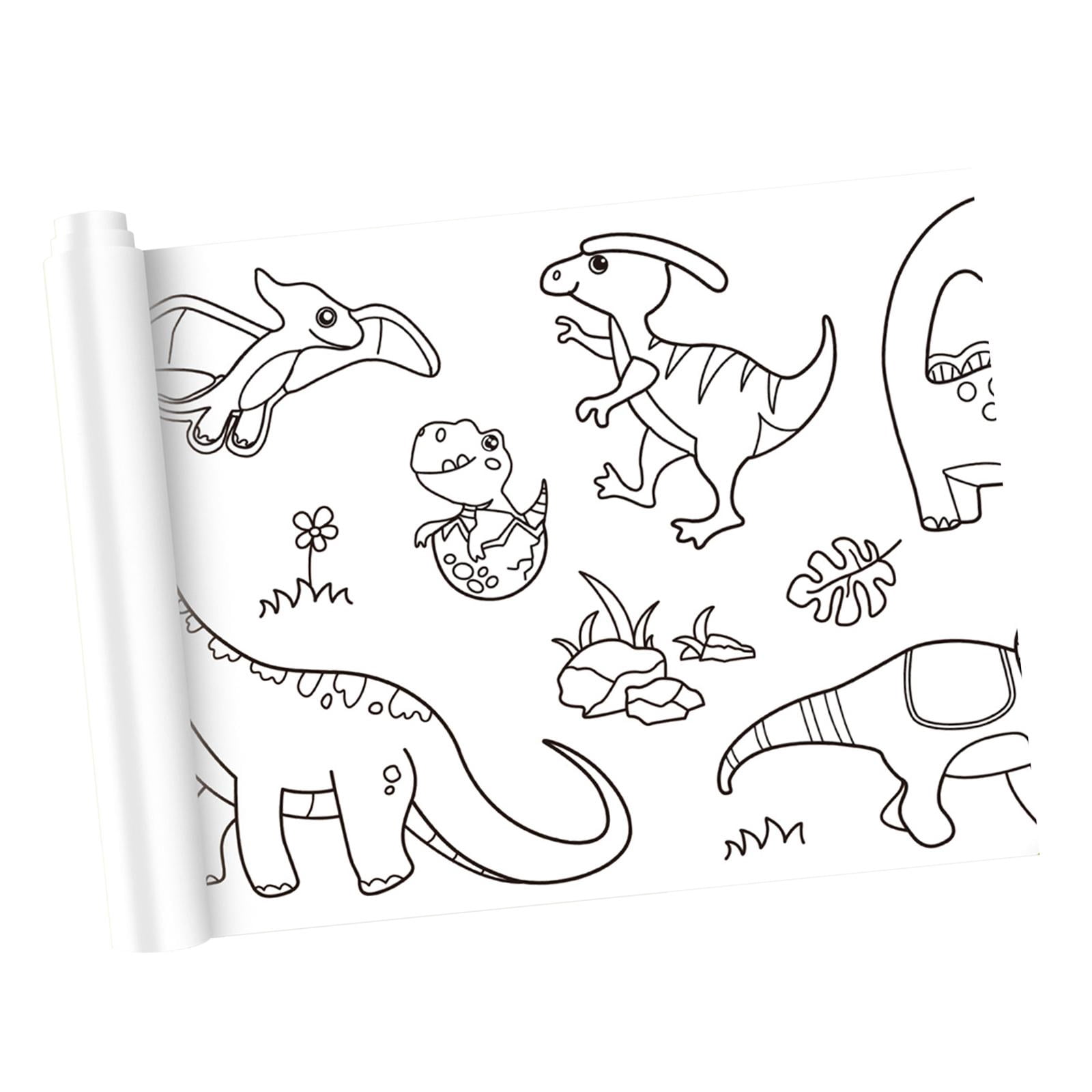 HOMYL 2xColoring Posters Birthday Gift DIY Art Paper Roll Sticky for Home Drawing Dinosaur Paradise 2 Pcs