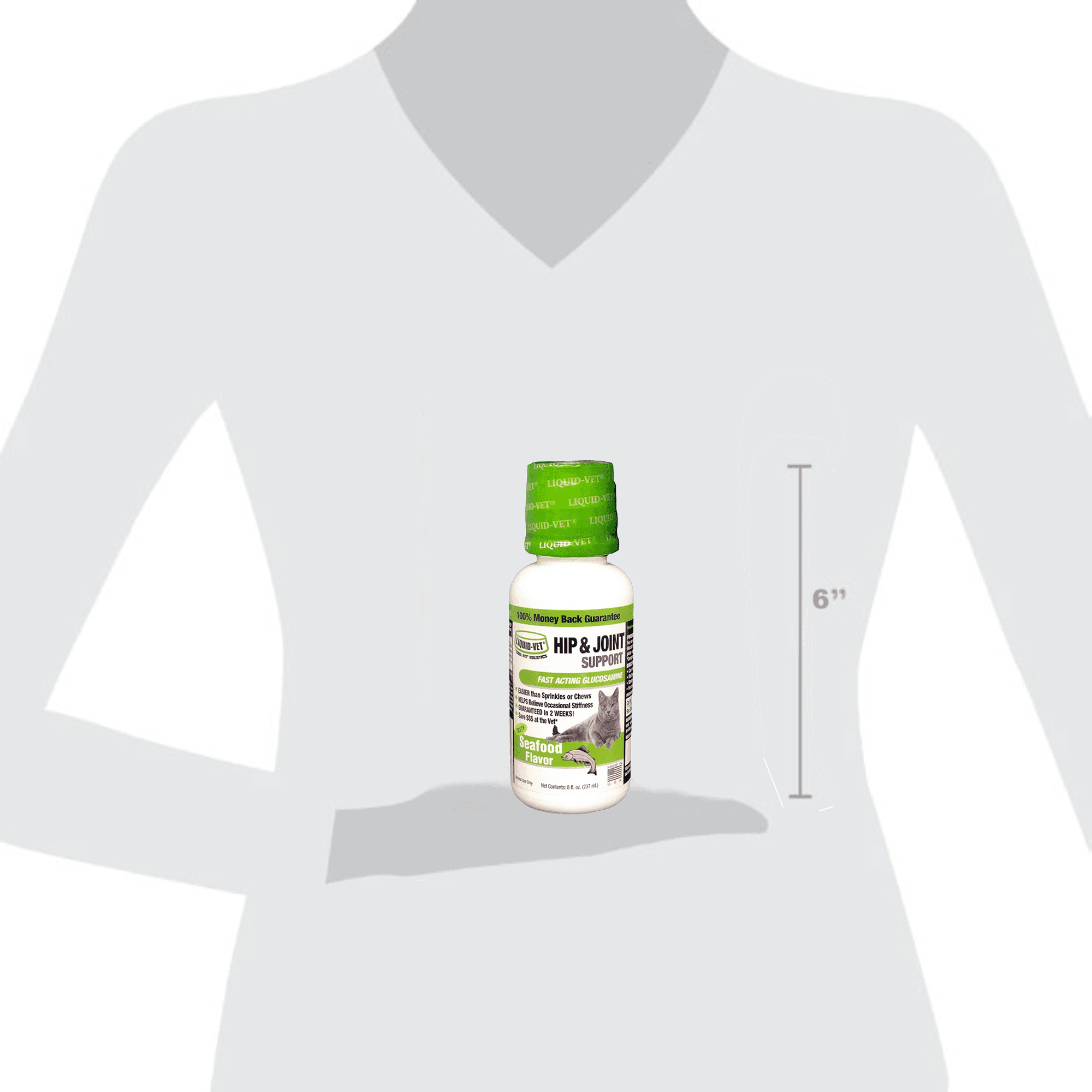 Liquid-Vet Hip & Joint Support Supplement for Cats with Glucosamine, Seafood, 8 oz.