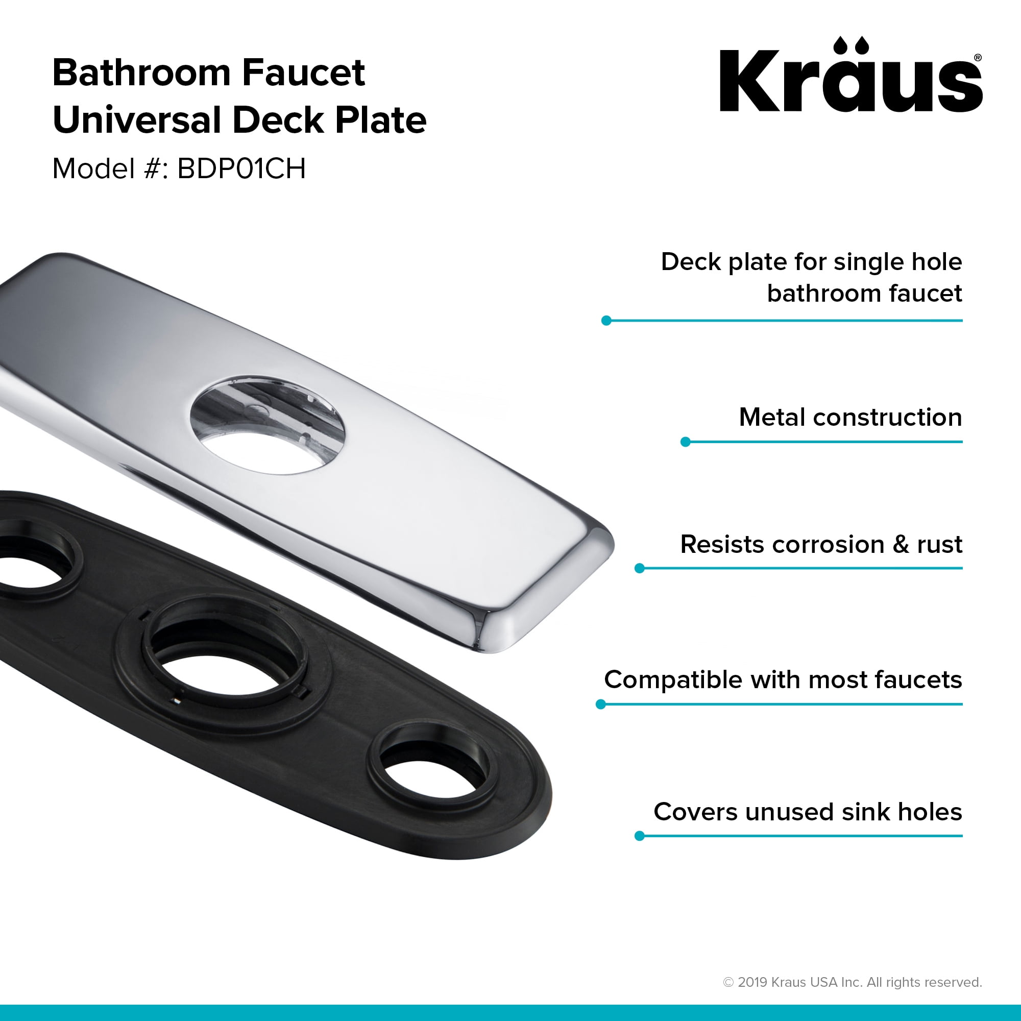 Deck Plate for Bathroom Faucet in Chrome