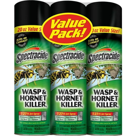 Spectracide Wasp and Hornet Killer, 18.5 oz Aerosol, up to 27 Ft Jet Spray (Pack of 3)