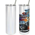 thumbnail image 4 of Race Car 20 Oz Skinny Tumbler, Illustration of a Single Classic Hot Rod Muscle Car with and a Big Engine, Leak-Proof Straw Lid and Brush Vacuum Insulated for Outdoor Use, Blue Yellow Orange, 4 of 6