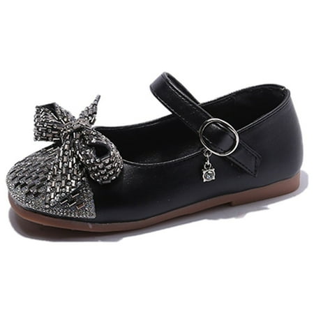 

TOWED22 Flower Girls Dress Shoes Wedding Party Heel Mary Jane Princess Shoes Flats for Kid Toddler(Black 12.5)
