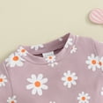 thumbnail image 4 of Okbabeha Toddler Girl Summer Outfit Baby Daisy Crew Neck Short Sleeve T Shirts Tops and Shorts Set Cute 2Pcs Clothes, 4 of 7