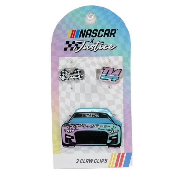 Justice Girl's Nascar Claw Clips, 3-Piece, Multi