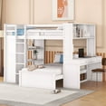 thumbnail image 2 of Full Size Solid Wood High Loft Bed with a Twin Size Stand-alone Bed, Shelves, Desk and Wardrobe, Thickened Wooden Higher Quality Loft Bed with Storage, 2 of 9