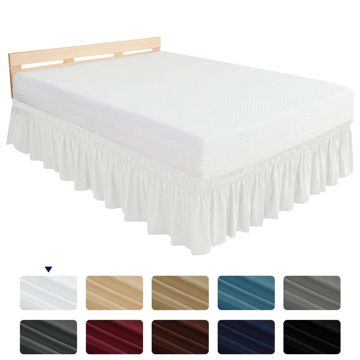 Wehilion Elastic Wrap Around Bed Skirt Dust Ruffle Smooth Soft Bed Frame Cover, Wrap Around Bed Skirt