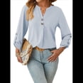 thumbnail image 3 of Camisas Holgadas de Larga Tipo Farol para Mujer, Blusas con Puños Fruncidos para el Trabajo, Blusas de Otoño. Azul XL, 3 of 10