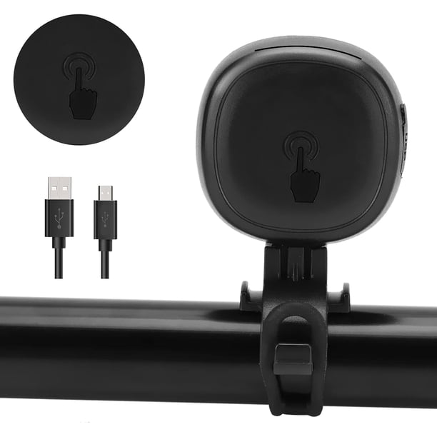 Timbre de bicicleta con control táctil sensible, bocina de bicicleta impermeable para adultos y niños, diseño de luz de advertencia para la noche, adecuado para bicicletas de 22 a 32 mm y