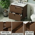 thumbnail image 6 of Euroco 30" Bathroom Vanity with Ceramic Sink, Equipped with Vertical Pulls and Full-Extension Drawers, Freestanding Bathroom Vanity with Soft Close Drawer Slides, Fluted Design, Dark Brown, 6 of 8