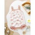 thumbnail image 3 of One opening Baby Girls Spring Summer Knit Sling Romper Sleeveless Ruffle Trim Floral Playsuit, 3 of 9