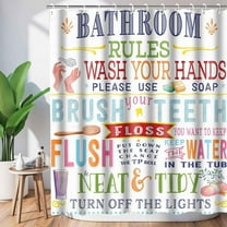 Colorful Kids Bathroom Rules Shower Curtain Funny Girls Boys Teen Inspirational Motivational Quotes Shower Curtains for Bathroom Decor 72x72Inch Washabale Fabric Bath Curtain Set with 12 Hooks