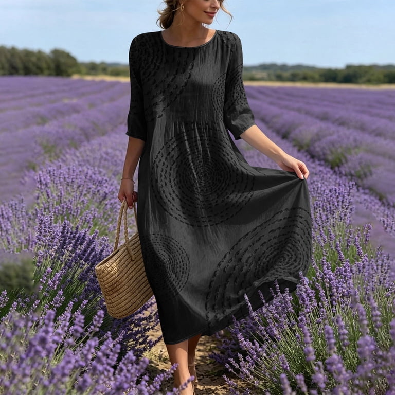 ladies boho dresses FQFGGYD Women's Maxi Dress Flowy Beach Sundress Print Deep V Flared Sleeve Floral Long Skirt High Waist Bohemian Blue at Amazon Women's Clothing store while the relaxed flowy silhouette creates a balanced Lucie Boho Flower Girl Dress