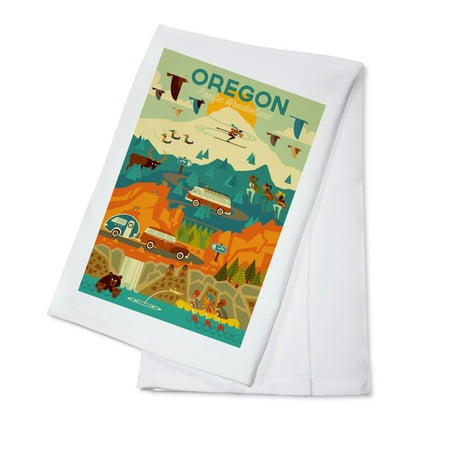 

Oregon Pacific Wonderland Geometric (100% Cotton Tea Towel Decorative Hand Towel Kitchen and Home)