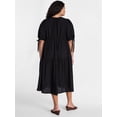 thumbnail image 2 of Terra & Sky Women’s Plus Tiered Midi Dress with Short Puff Tie Sleeves, Sizes 0X-5X, 2 of 4