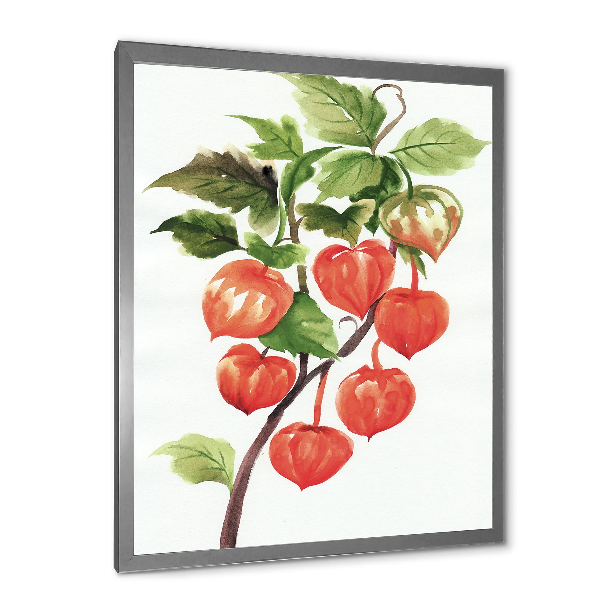 Designart 'A Red Physalis Branch' Traditional Framed Art Print