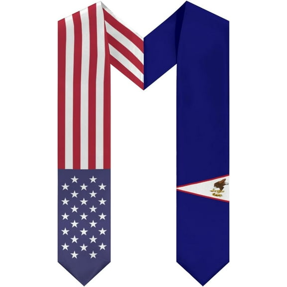 American Samoa Mix United States Flag Graduation Stole Sash For Study Aboard International Students