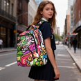 thumbnail image 3 of Uorisanigo Kids Backpack for School, Lightweight Durable Teens Bookbag for Elementary Preschool, Large Capacity Daypack with Side Pocket for Vacation Neon Graffiti Dinosaur, 3 of 7
