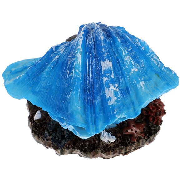 MOKKHNB Fish Aquarium Accessory Blue Resin Bubble Maker Shell Decoration for Oxygen Addition 1Pack 4.3x3.5in
