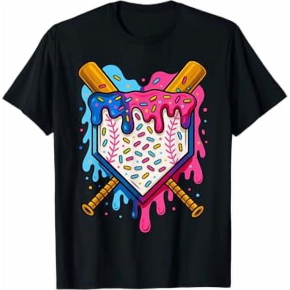 Baseball Boys Ice Cream Drip Baseball T-Shirt