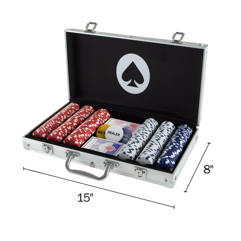Poker Set with Cards, Buttons, Carrying Case, and 300 Poker Chips