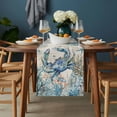 thumbnail image 2 of Coastal Crab Table Runner - 36 Inch Long, Kitchen Dining Table Runner Dresser Scarves, Vintage Summer Beach Coral Ocean Farmhouse Decor for Coffee Tables Wedding Party Banquet, 2 of 8