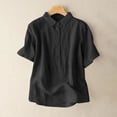 thumbnail image 2 of ZyeKqe Cotton Linen Tops for Women Short Sleeve Shirts Solid Color Blouses Tops Summer Clothes, 2 of 5