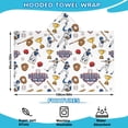 thumbnail image 2 of White Baseball Fun Club Pattern Hooded Bath Towel，60"x35" for Ages 3 To 12 Kids, Quick Dry Lightweight Soft Microfiber Hood Beach Towel Cover Up for Kids, 2 of 7