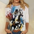 thumbnail image 2 of Horse Racing Printed Tunic Tops for Women Round Neck Tee 3/4 Sleeve Tops Loose Fitted Tunic Blouses Plus Size Baggy Boho Dressy Shirts Dressy CaUSAl Tunic Blouse Workout Going Out Outfits, 2 of 4