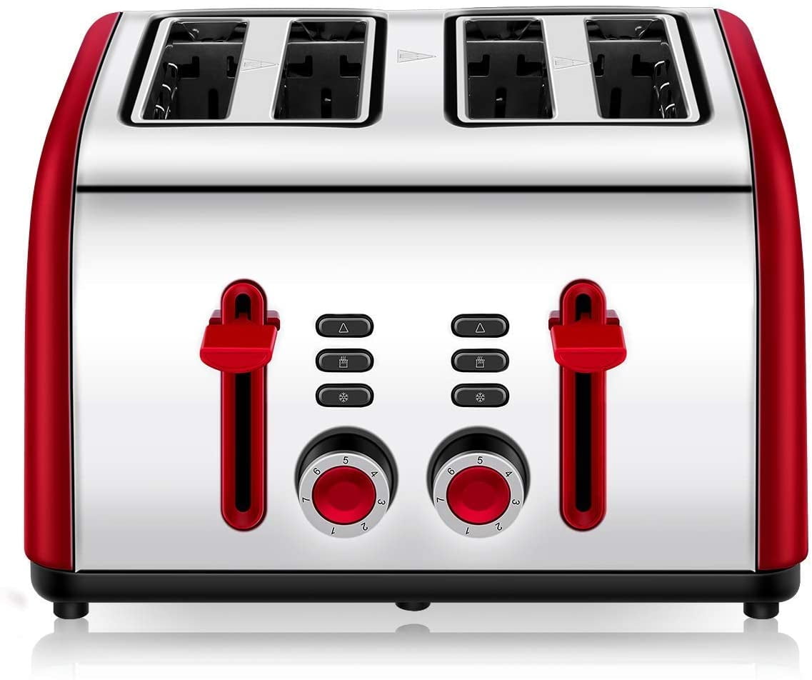 Toaster 4 Slice, CUSINAID 4 Wide Slots Stainless Steel Toasters with