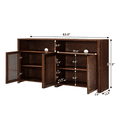 thumbnail image 4 of Hassch Rattan Buffet Cabinet with 4 Doors, Modern Credenza Storage Cabinet, Sideboard with Adjustable Shelves for Living Room, Dining Room, Kitchen, Hallway, Walnut, 4 of 7